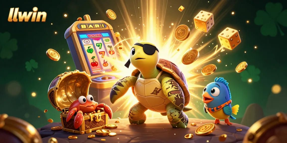 Experience dynamic gaming with llwin, featuring colorful symbols and casino elements in a vibrant scene.