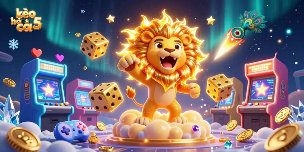 Experience the thrill of kèo nhà cái 5 with a vibrant 3D casino scene featuring dynamic game elements.