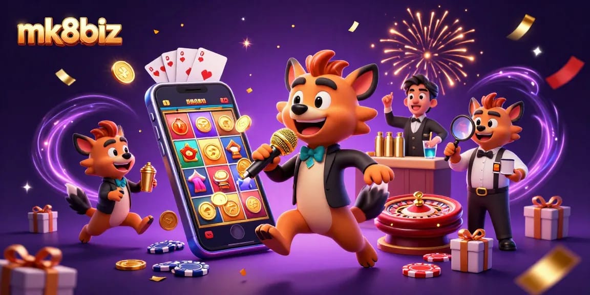 Engage in vibrant gaming at mk8biz with a comedic casino scene featuring hyenas in action.