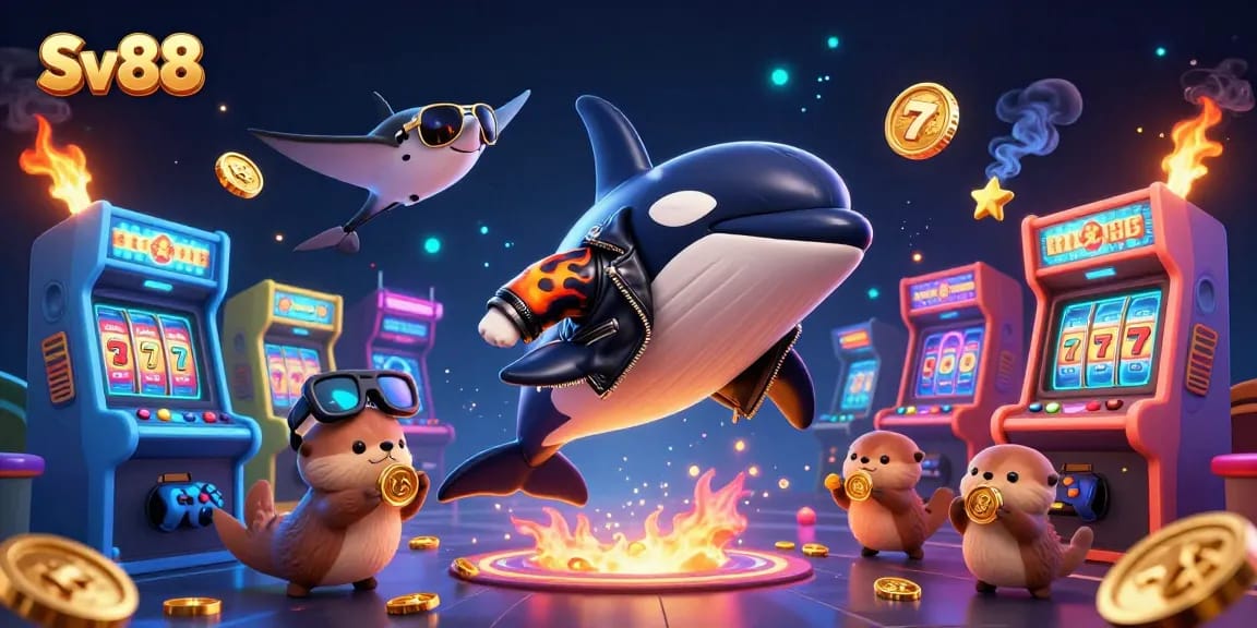 Engage with Sv88's thrilling gaming atmosphere featuring unique cartoon characters and vibrant casino themes.