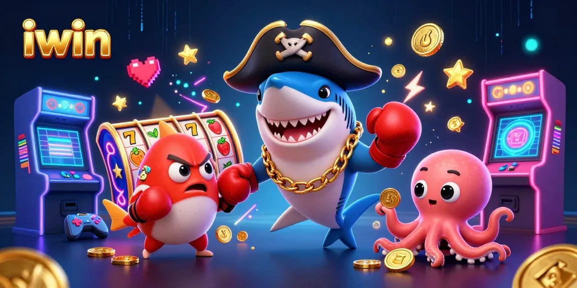 Spin the reels at iwin with colorful coins and engaging characters in a vibrant 3D casino scene.