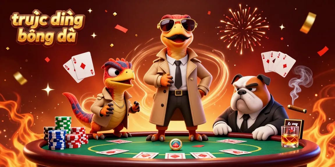 Experience low-lag và trực tiếp bóng đá in a vibrant casino scene with playful raptors.