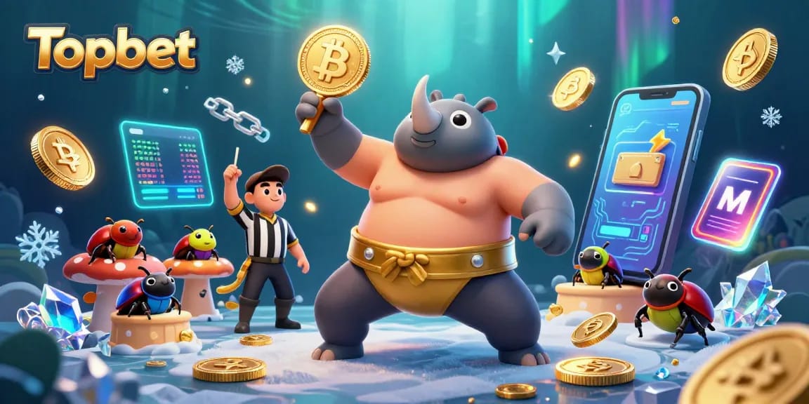 Experience the thrilling Topbet online casino with vibrant characters and dynamic gambling elements.