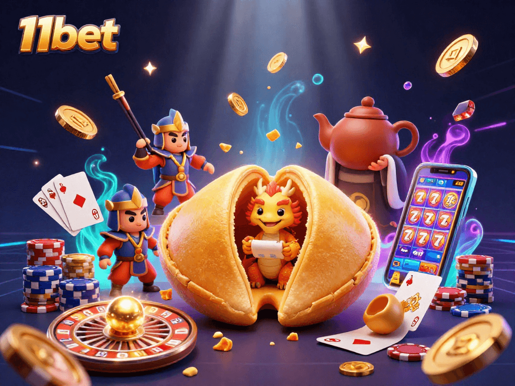 Engage with 11bet's vibrant casino scene featuring diverse characters and dynamic gaming elements.