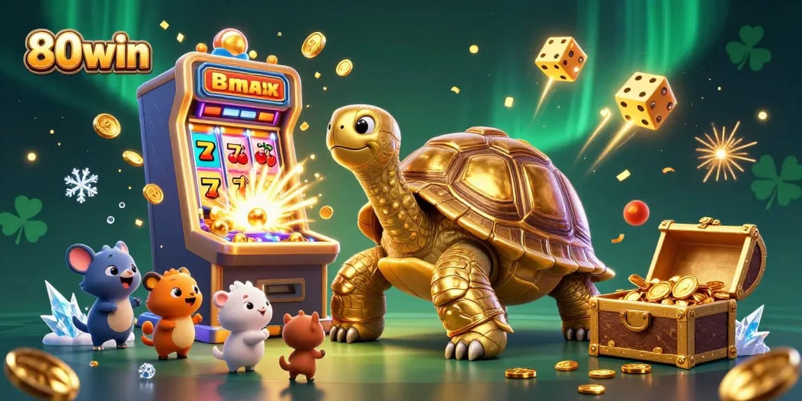 80win captivates players with thrilling slot machines and lively casino games in an exciting 3D illustration.