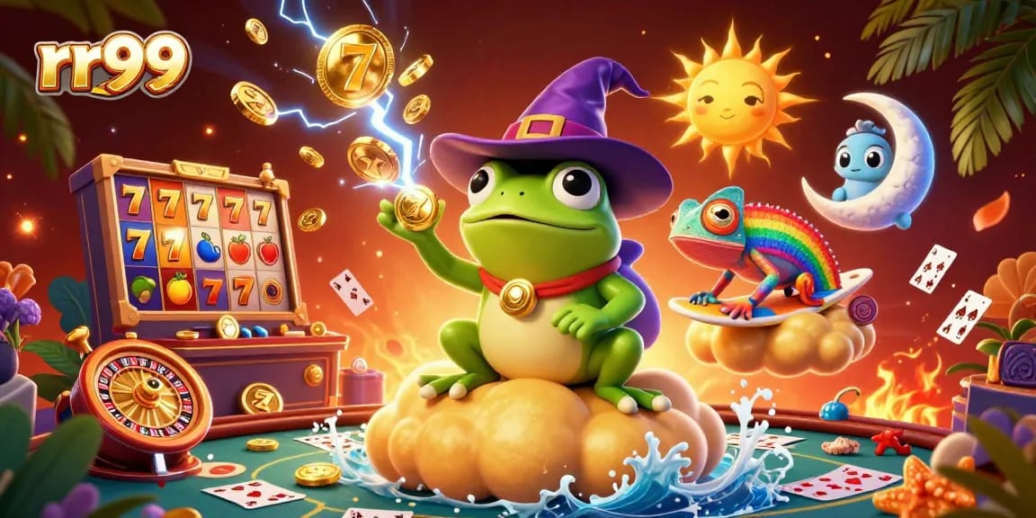Experience the exciting world of rr99 with vibrant casino elements and engaging characters.