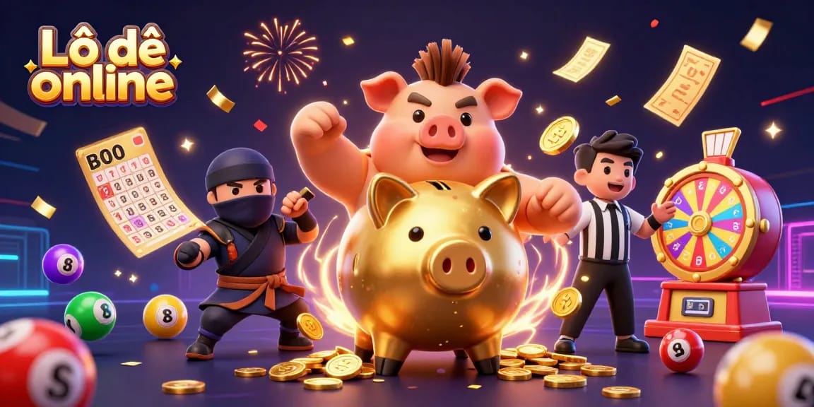 Experience Lô đề online excitement with vibrant lottery elements and dynamic characters.