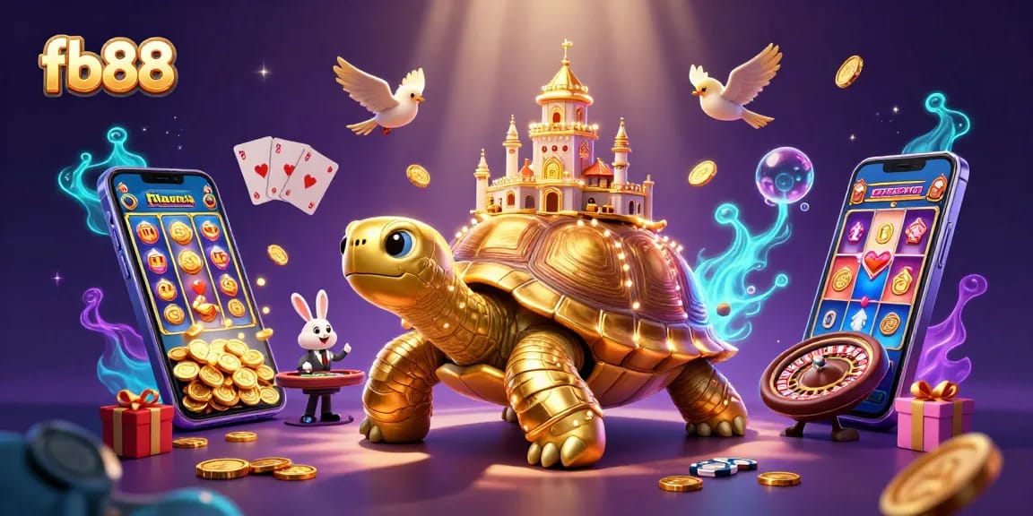 Experience electrical gaming action with fb88, featuring a golden tortoise casino and exciting dealer gameplay.