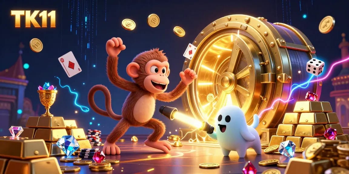 Experience thrilling betting action at TK11 in a dazzling casino scene with ghostly characters.