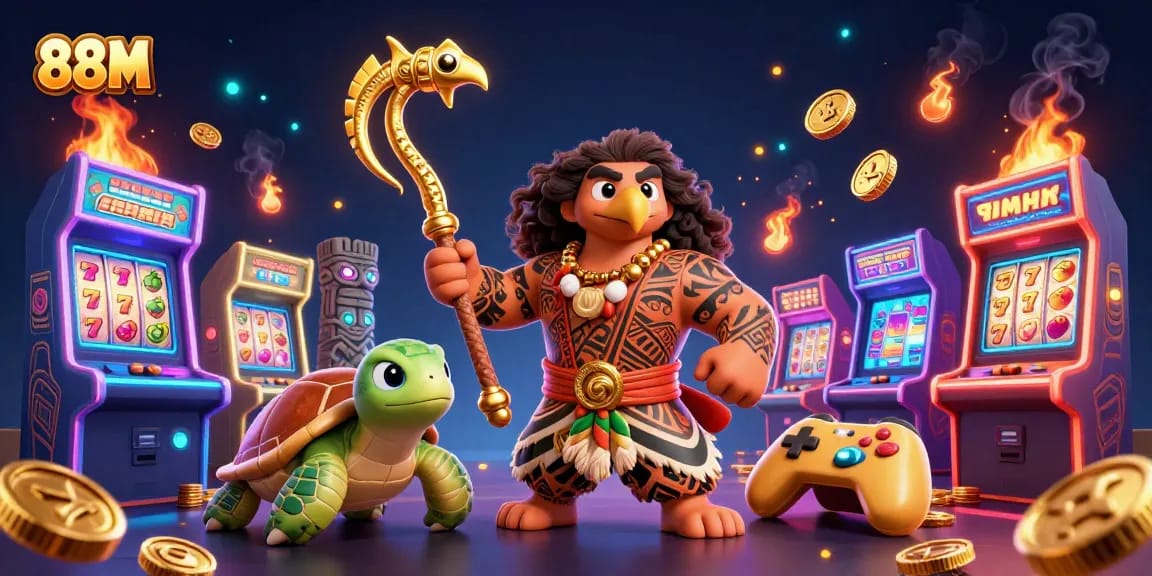 Play vibrant casino slots with 88M while enjoying thrilling 3D illustrations of gaming characters.