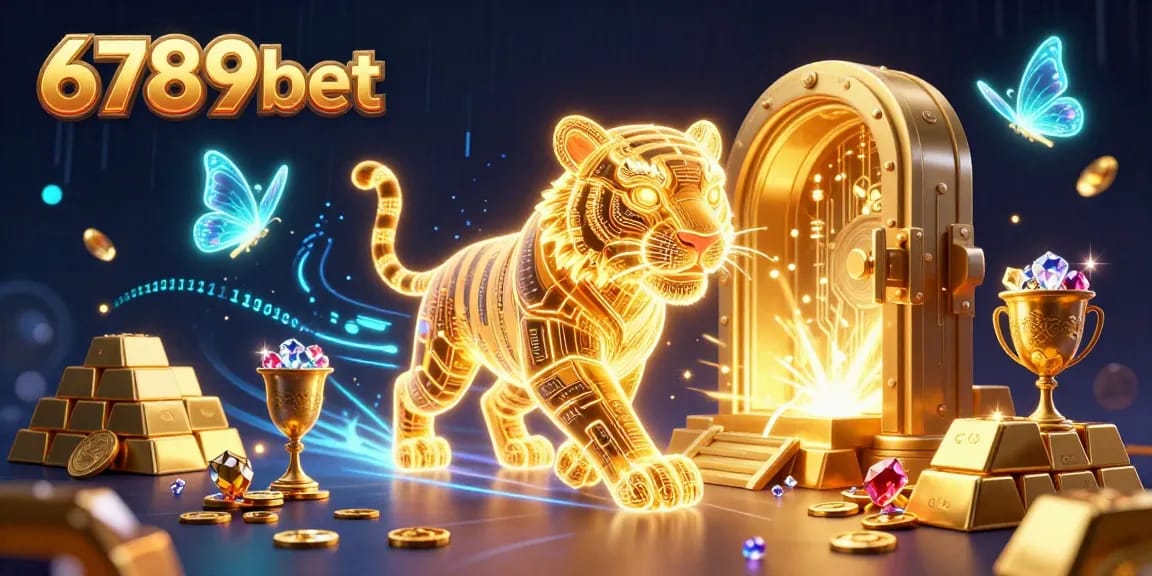 Experience the thrill of winning at 6789bet with a dazzling 3D casino scene filled with treasures.