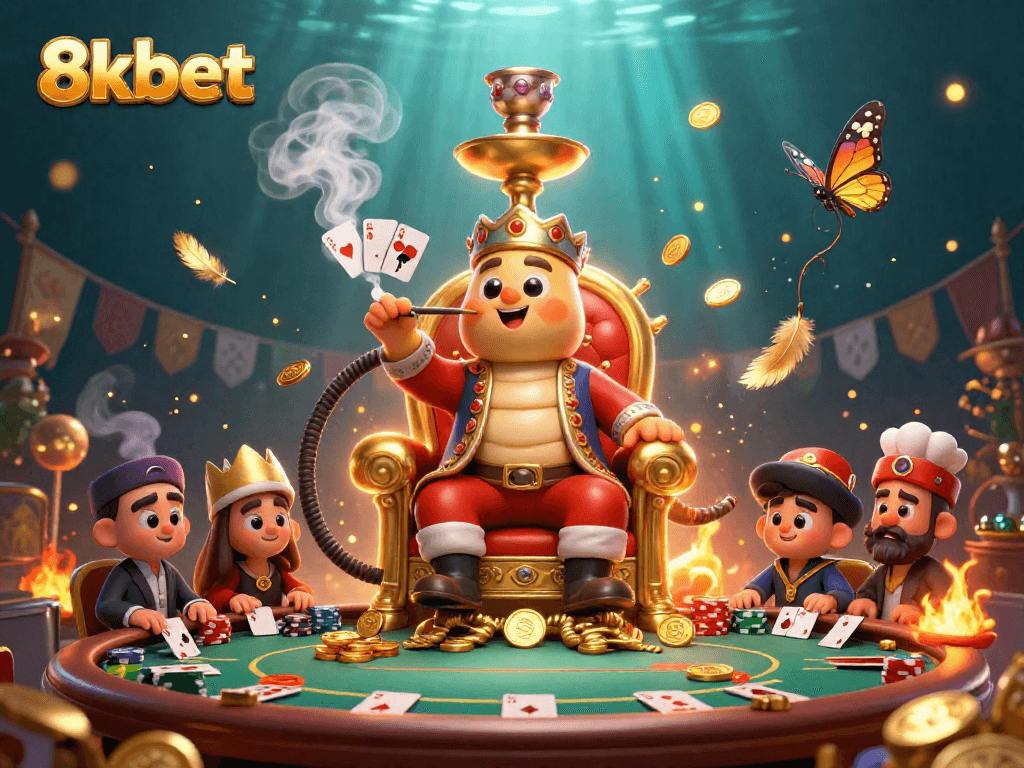Experience thrilling poker action with 8kbet as the caterpillar master entertains at the table.