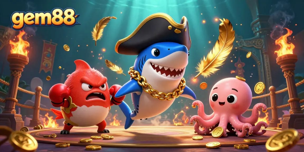 Experience thrilling action and winning strategies at gem88 with vibrant casino elements and engaging characters.