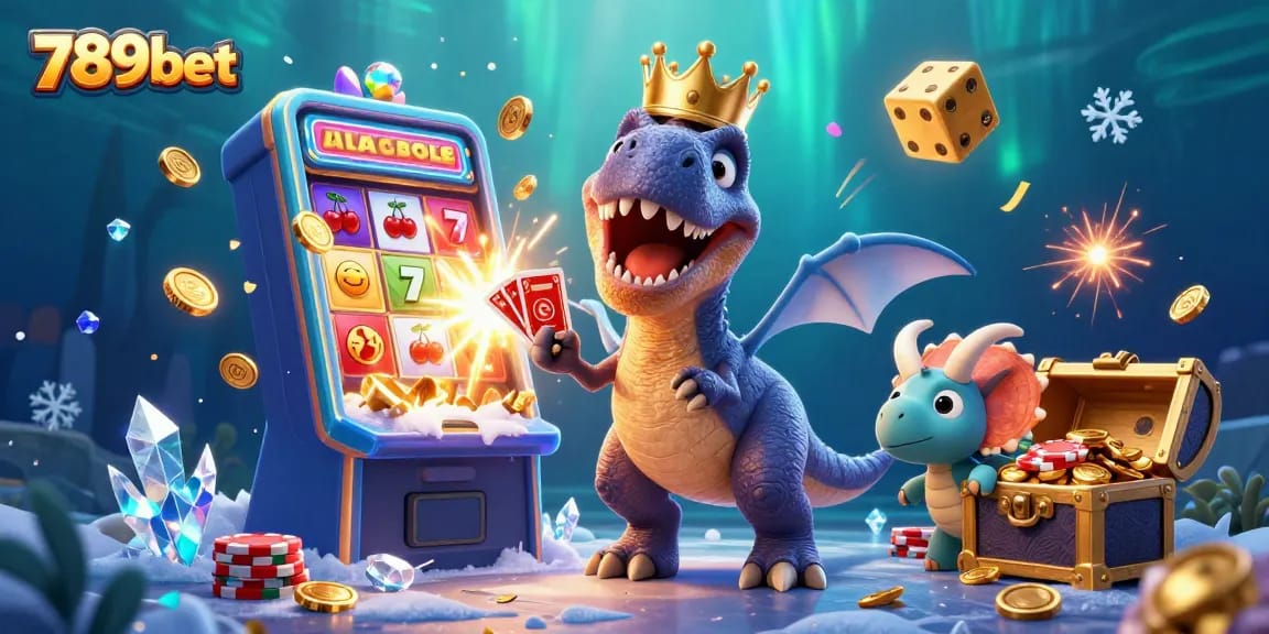 Trải nghiệm cá cược hấp dẫn với T-Rex 789bet, pterodactyl và triceratops trong một sòng bạc đầy màu sắc.