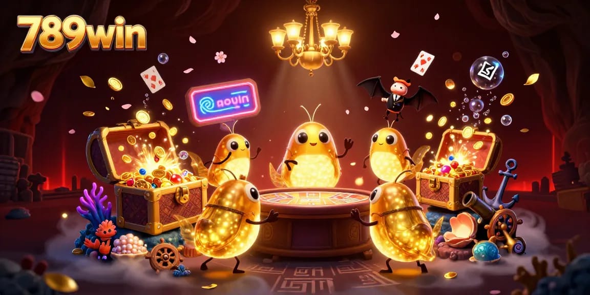 Experience thrilling games at 789win casino with golden glowworms lighting up the scene.