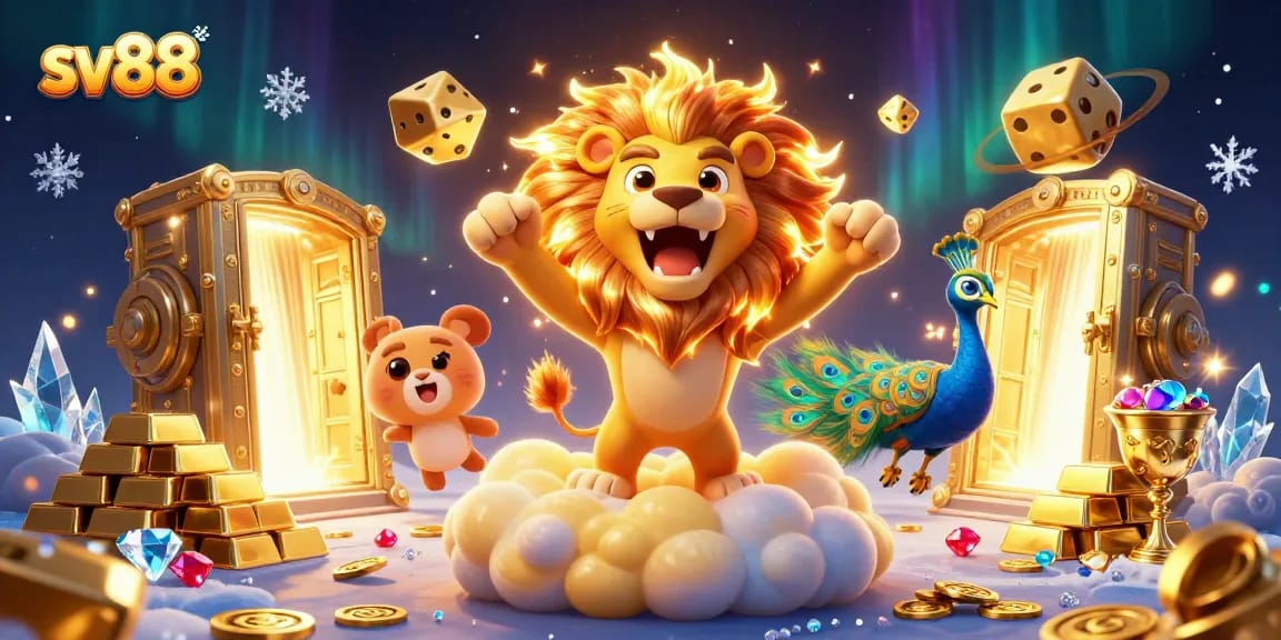 Experience sv88's exhilarating casino action with a roaring sun lion and sparkling treasures.