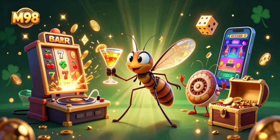 M98 offers exciting casino action with thrilling games featuring a dazzling jackpot explosion of coins and vibrant game visuals.