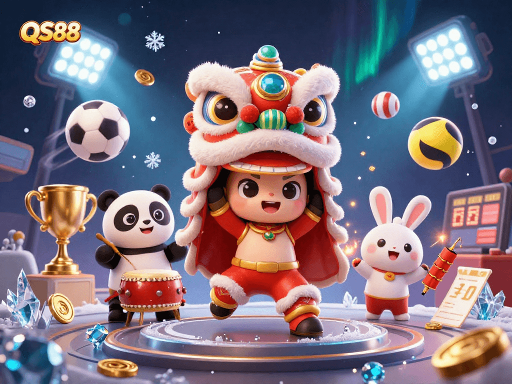 Experience vibrant gameplay at QS88 with animated characters, sports elements, and engaging casino action.