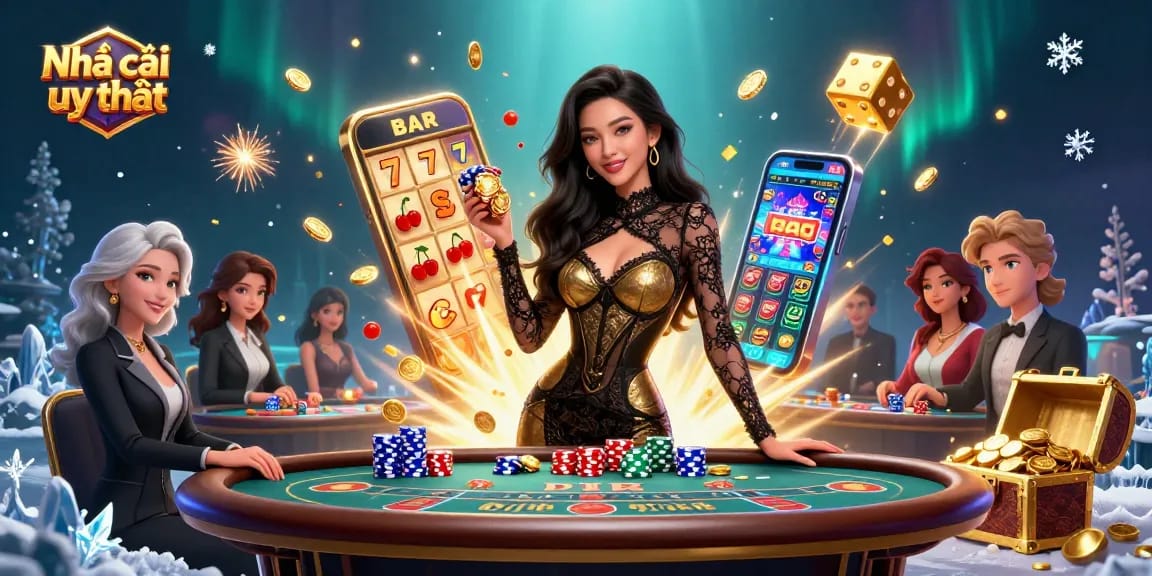 Play casino games at Nhà cái uy tín with a stunning atmosphere featuring a captivating baccarat table.