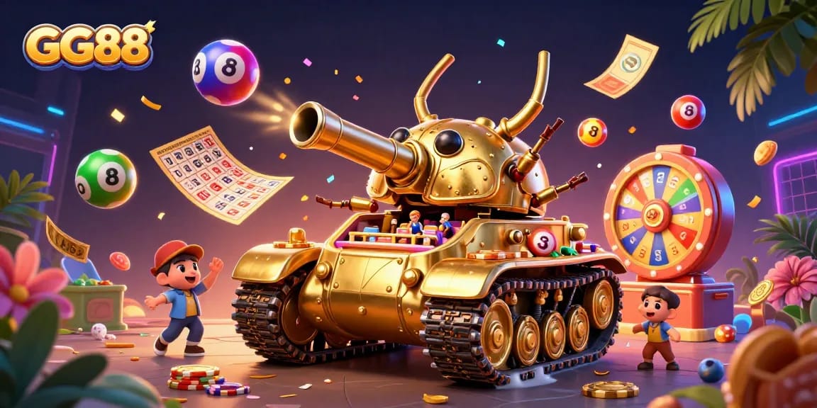 Engage with GG88's thrilling casino experience featuring vibrant mini casinos and animated game elements.