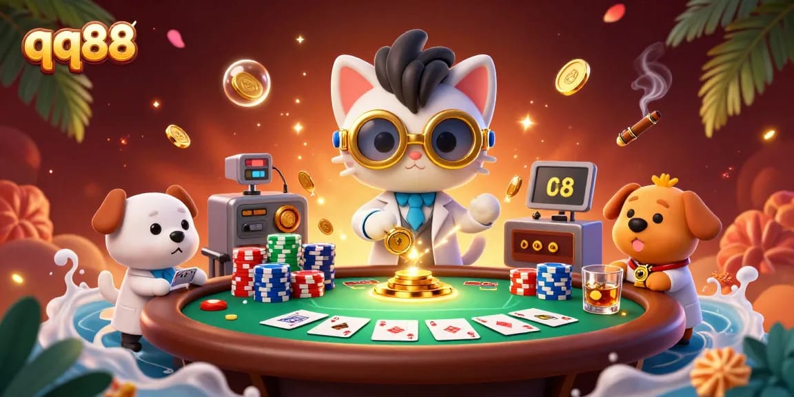 Engage in dynamic gaming at qq88 with vibrant casino elements and captivating characters.