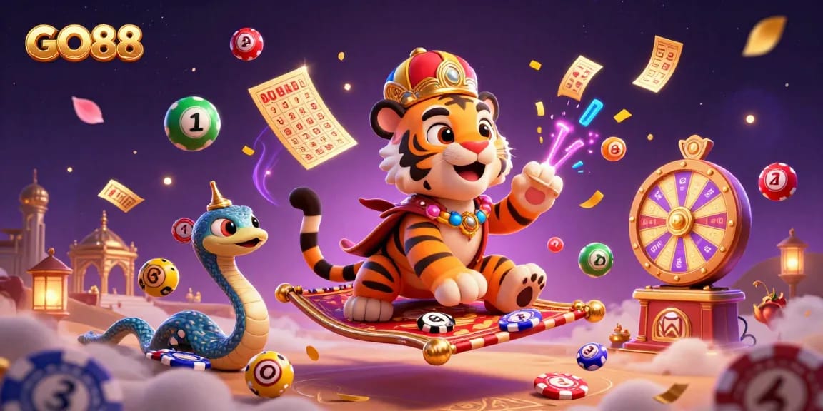 Experience excitement with GO88's thrilling casino games, featuring vibrant graphics and enchanting characters.