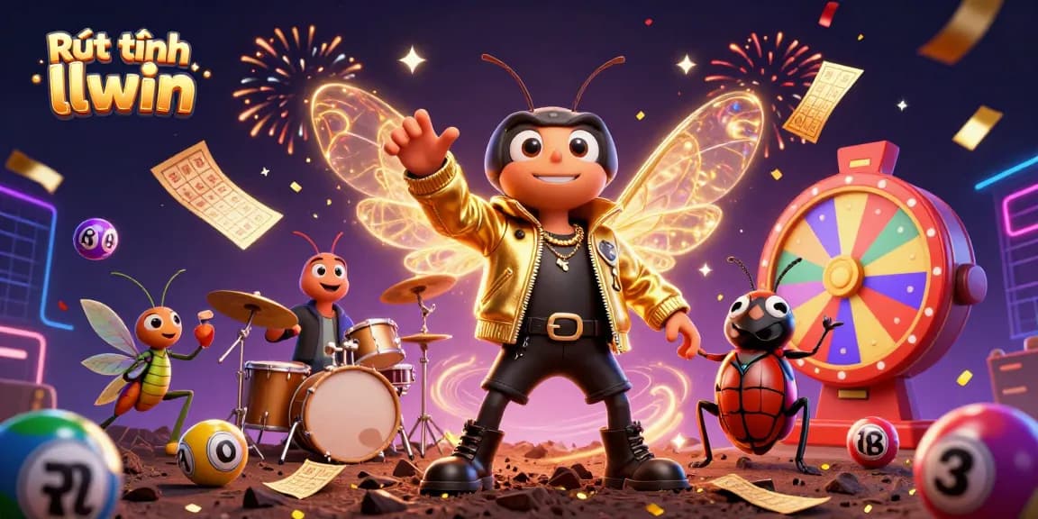 Experience Rút tiền llwin with animated excitement in a lively 3D casino scene filled with prizes and action.