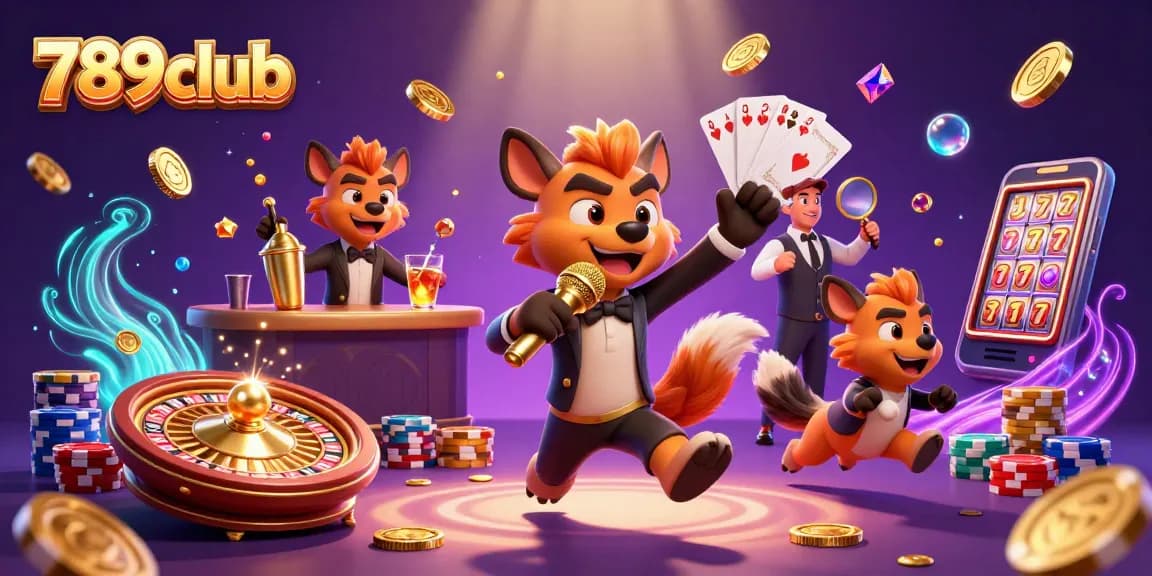 Experience 789club's lively casino scene with hyena characters in a vibrant gaming atmosphere.