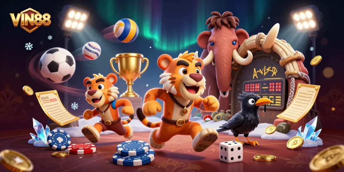 Experience the excitement of VIN88 with vibrant 3D casino elements and engaging characters!