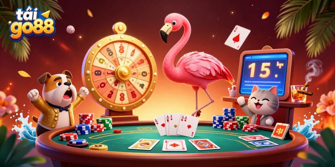 Join the excitement at tải go88 as contestants spin the prize wheel in a vibrant casino atmosphere.