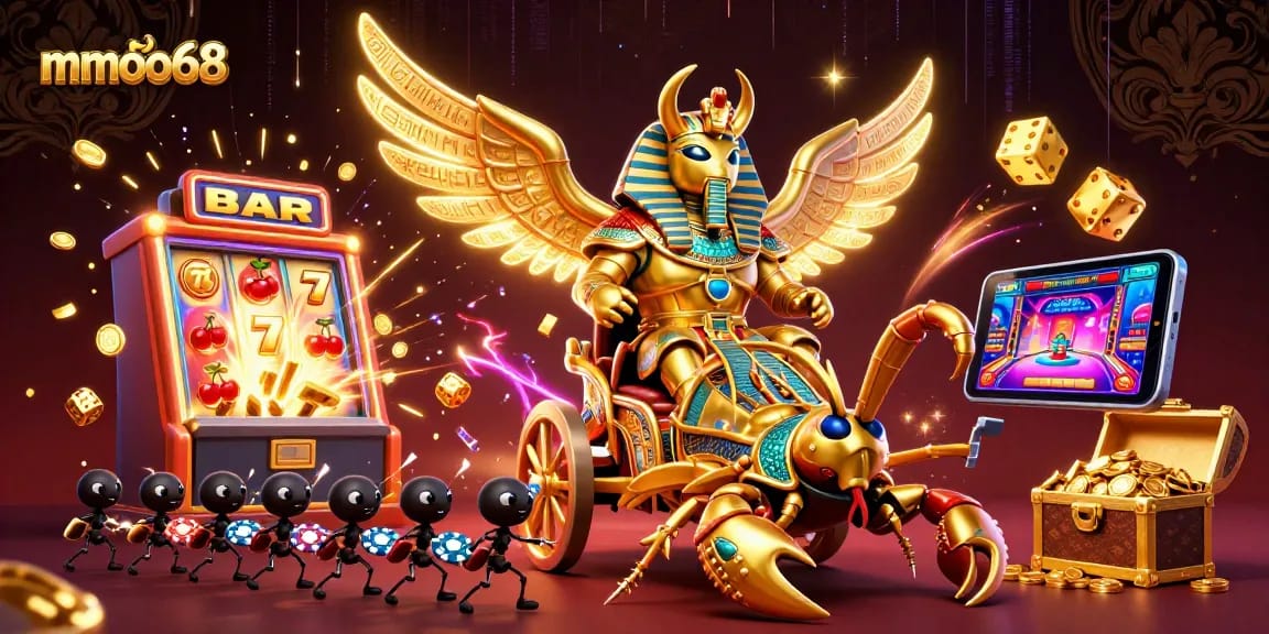 Experience the thrilling excitement with mmoo68's golden beetle and slot machine jackpot!