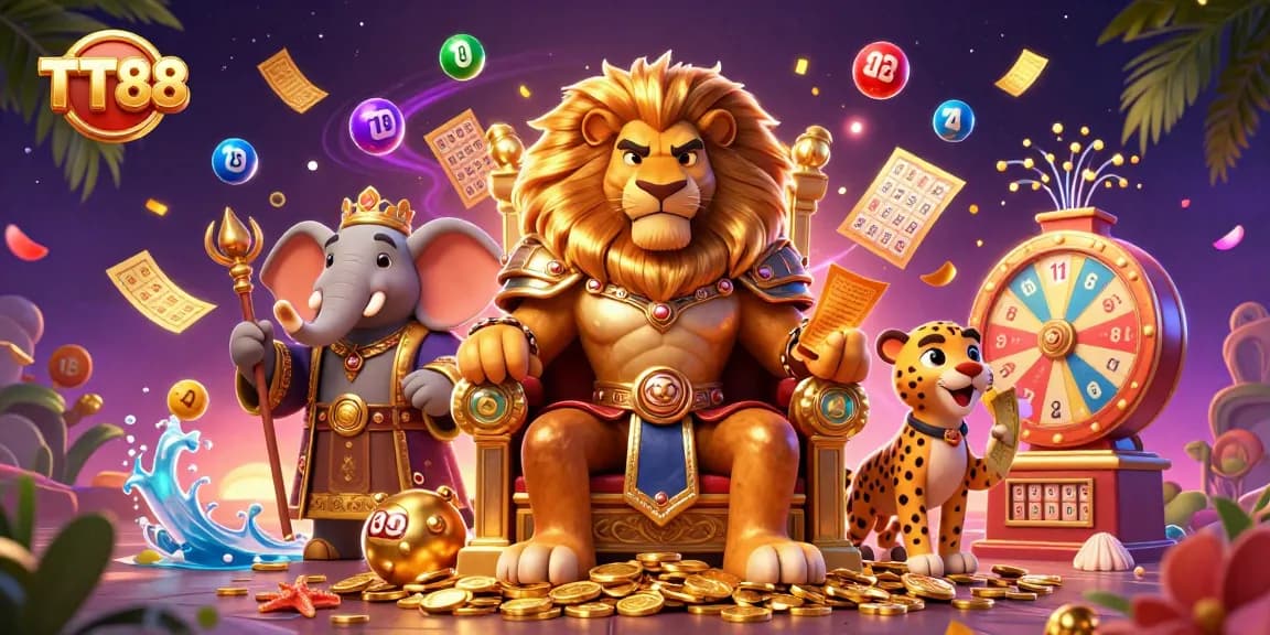 Experience thrilling gameplay with TT88 in this vibrant, dynamic casino-themed illustration.