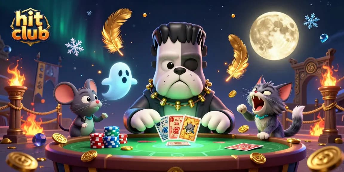 Engage in high-stakes gaming at hit club with a Frankenstein dealer and ghostly mouse.