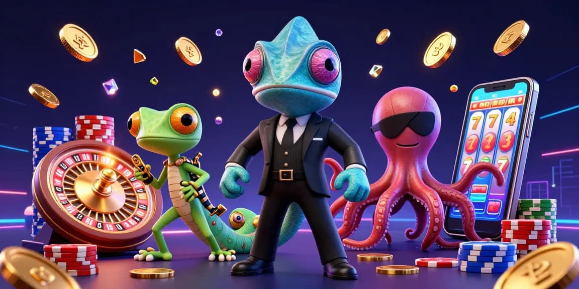 Engage in thrilling gameplay with E2BETz's vibrant casino world, showcasing delightful characters and exciting gaming elements.