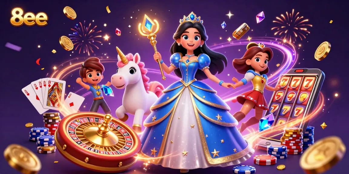 Play and win big at 8eee casino featuring a magical scene of excitement with vibrant visuals.