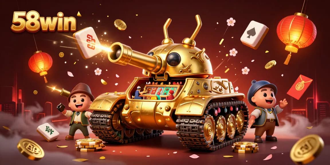Experience thrilling gameplay at 58win with a dynamic 3D casino scene featuring golden elements and lively details