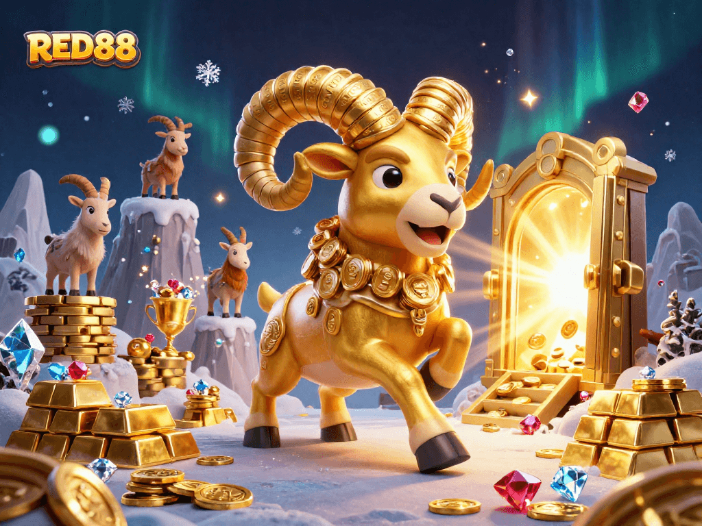 Engage in thrilling winnings with RED88 as the golden ram charges through riches and treasures!