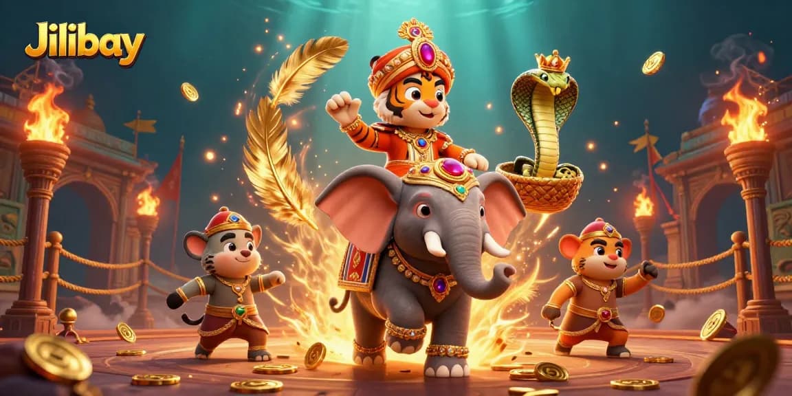 Experience thrilling gaming at Jilibay with this captivating scene of a maharaja and his elephant.