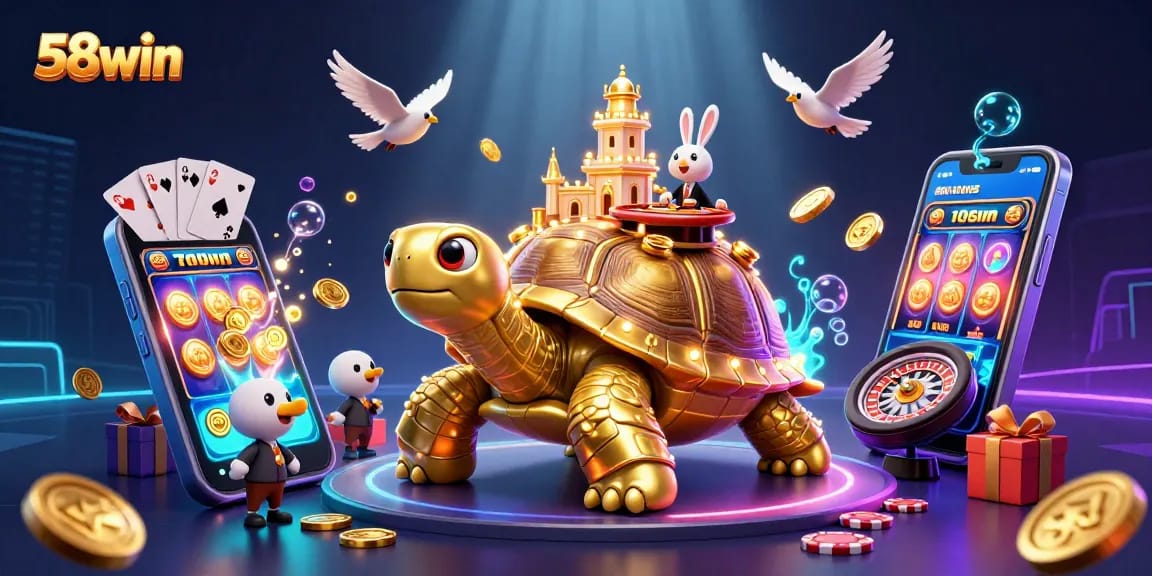 Experience thrilling gameplay with 58win through vibrant casino illustration showcasing excitement.