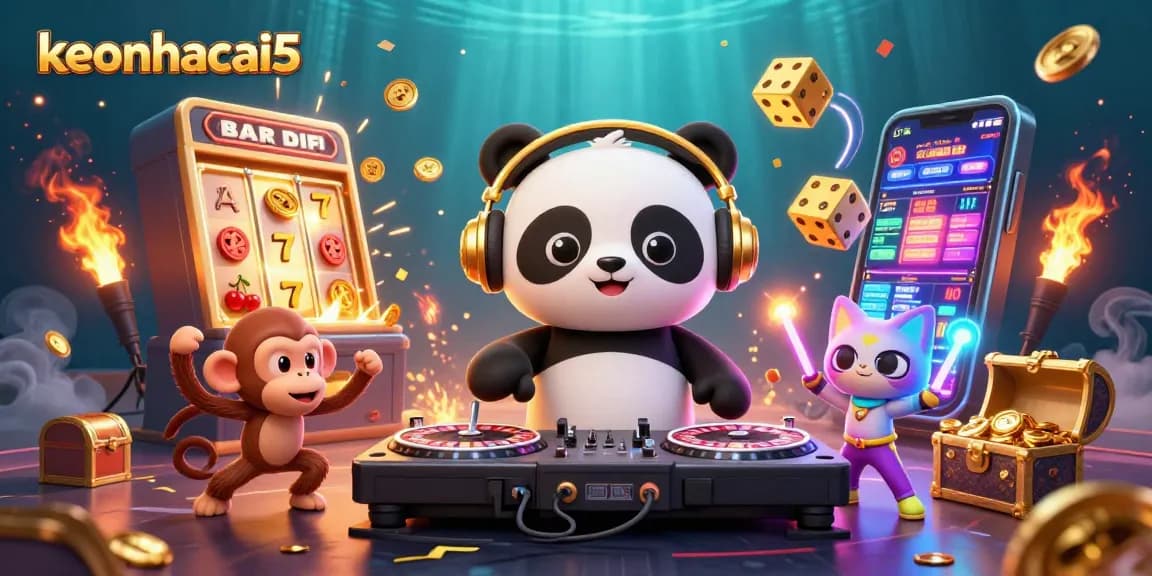 Experience keonhacai5's exciting casino scene with vibrant characters and dynamic gambling elements.