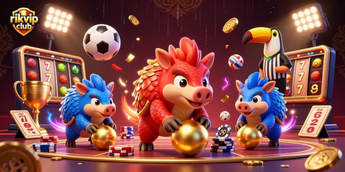 Engage in thrilling gameplay at rikvip club with rival pangolins amidst dynamic casino action.