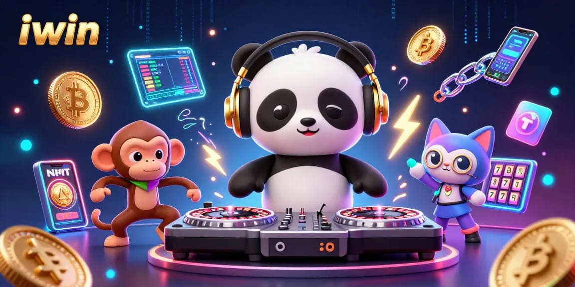 Engage with iwin's thrilling casino action featuring vibrant 3D characters and crypto elements.