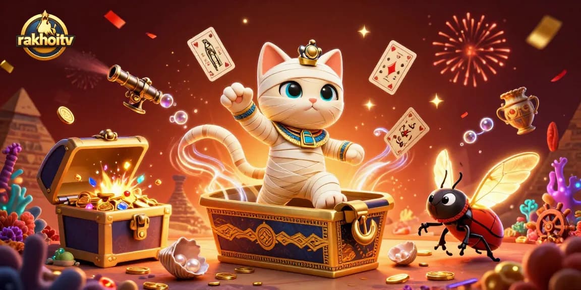 Experience the excitement of rakhoitv's live sports betting with dynamic visuals and golden treasures.