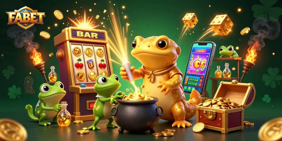 FABET showcases thrilling casino action with golden salamander, jackpot slots, and vibrant game elements.