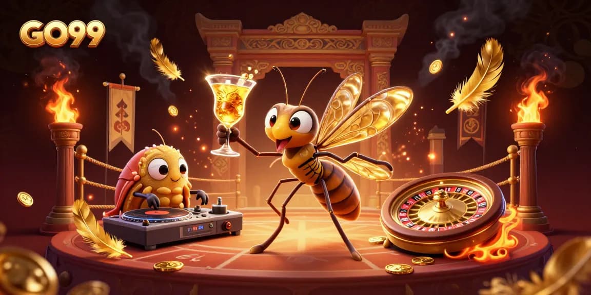 Experience GO99's excitement with a lively 3D illustration of unique casino characters.