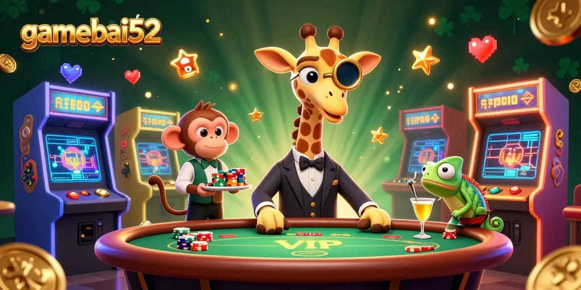 Engage in thrilling gameplay at gamebai52 with lively characters and vibrant casino elements.