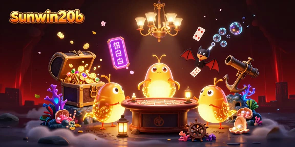 Experience the thrilling casino atmosphere at sunwin20b, illuminated by bioluminescent glowworms and vibrant game elements.