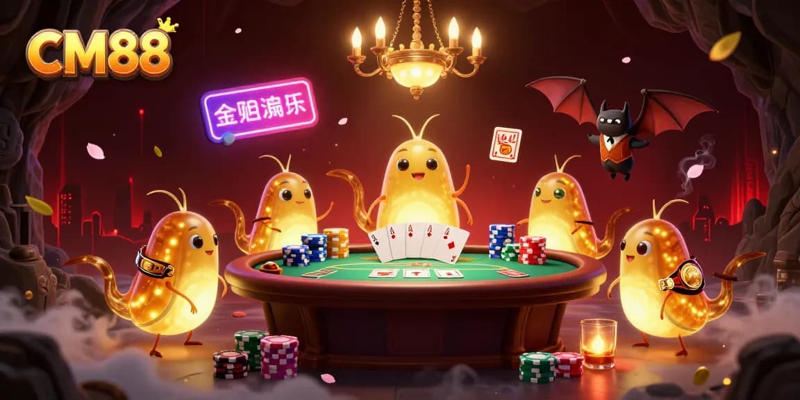 Engage with CM88 by playing poker in a vibrant cave casino illuminated by glowing glowworms.