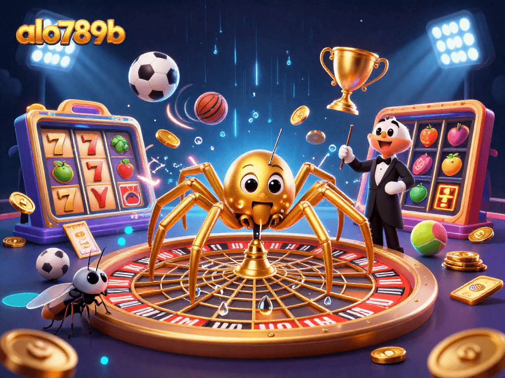 Alo789b showcases a thrilling roulette scene with lively characters and dynamic sports elements.
