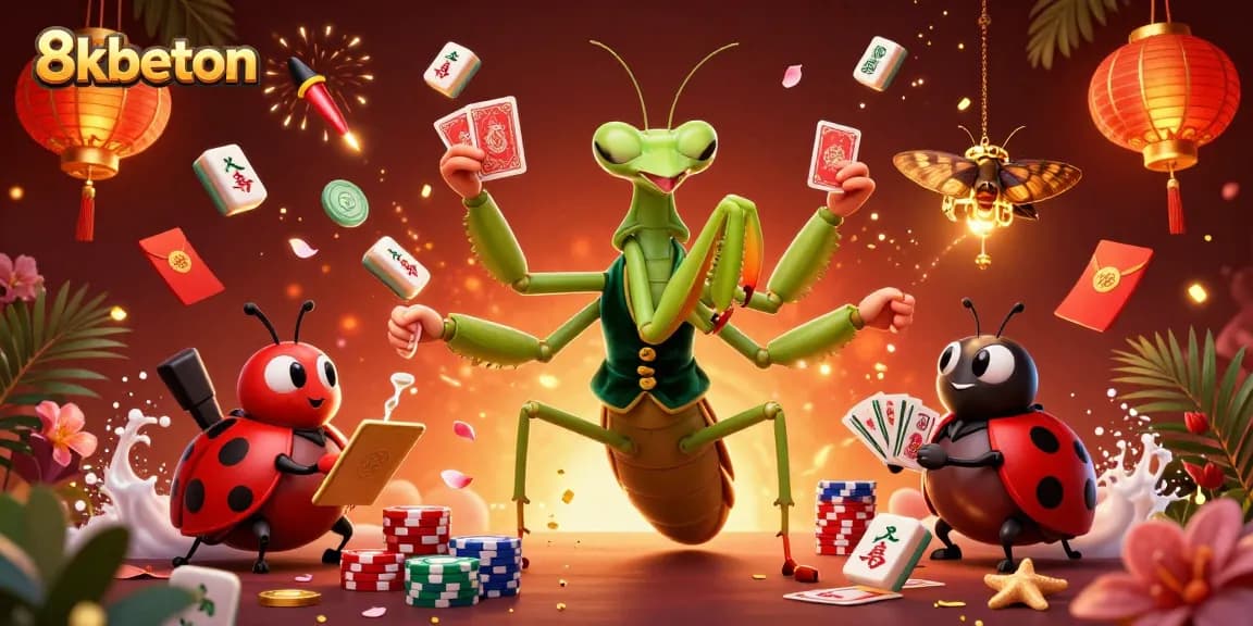 Experience the thrill of 8kbeton with a vibrant casino scene featuring unique characters and dynamic gambling elements.